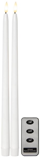 LED svíčka Flamme Slim White 38 cm – set 2 ks + dálkový ovladač