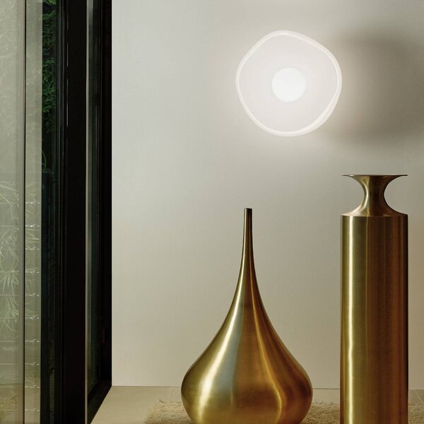 Tom Dixon LED nástěnné světlo Melt, Ø 50 cm, opálová/chromová, stmívatelný, Chrom / stříbro, Obývací pokoj / jídelna, Plast, Design