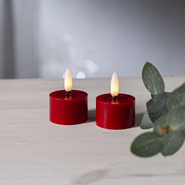 Čajová LED svíčka Flamme Flow Red 4 cm – set 2 ks