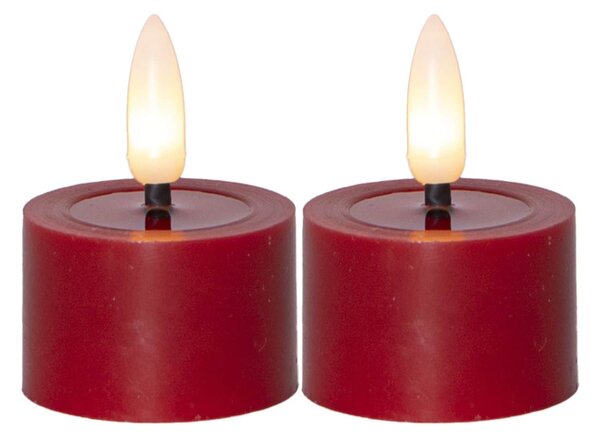 Čajová LED svíčka Flamme Flow Red 4 cm – set 2 ks