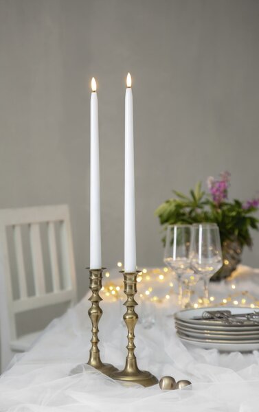 LED svíčka Flamme Slim White 38 cm – set 2 ks + dálkový ovladač