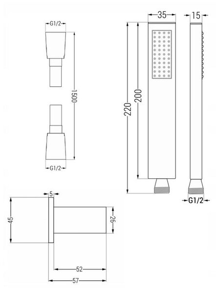 Mexen CUBE - 3-výstupová podomítková sprchová sada 7v1, bílá, 77503-set