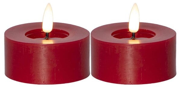 Čajová LED svíčka Flamme Flow Red 7 cm – set 2 ks