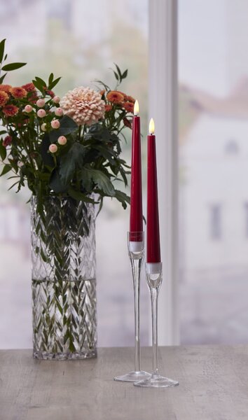 LED svíčka Flamme Candy Red 26 cm – set 2 ks