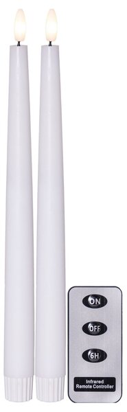 LED svíčka Flamme Slim White 28 cm – set 2 ks + dálkový ovladač