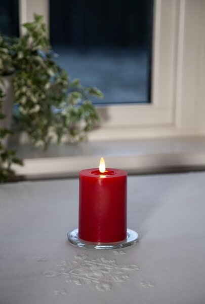 LED svíčka Flamme Flow Pillar Red 12,5 cm