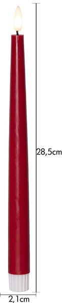 LED svíčka Flamme Slim Red 28 cm – set 2 ks + dálkový ovladač