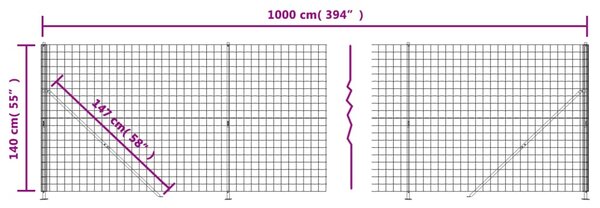Drátěný plot s přírubami zelený 1,4 x 10 m 154179