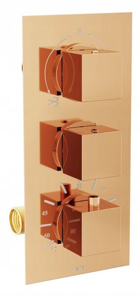Mexen CUBE - 3-výstupová podomítková sprchová sada 7v1, růžové zlato, 77503-set