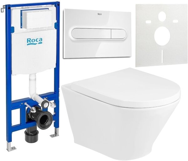 Sada WC mísa se sedátkem s pomalým sklápěním Roca Gap Round A34H0N2000, podomítkový WC modul Roca Duplo One A890070020, A890195000, A890063000