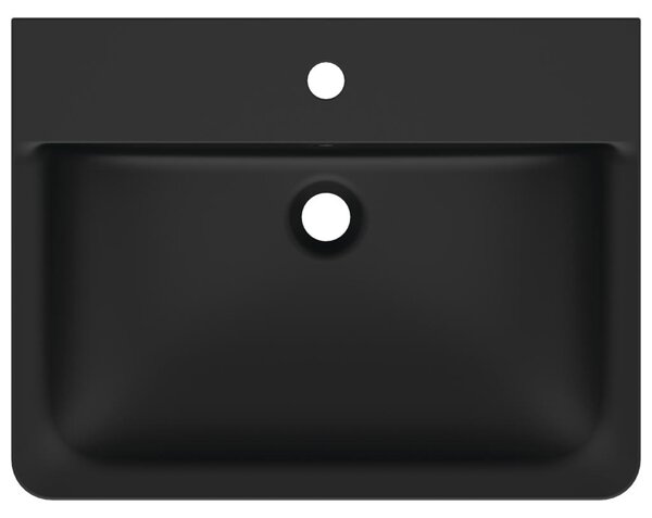 Ideal Standard Connect Air - Umyvadlo CUBE 600x460 mm, s přepadem, černá matná E0298V3