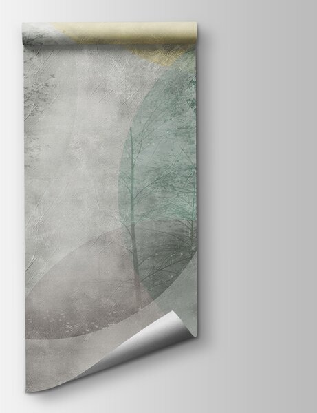 Fototapeta Strom a kruhy na zdi, 3D květinové fototapety, Populární fototapety, u94041 - Tapeko.co.cz