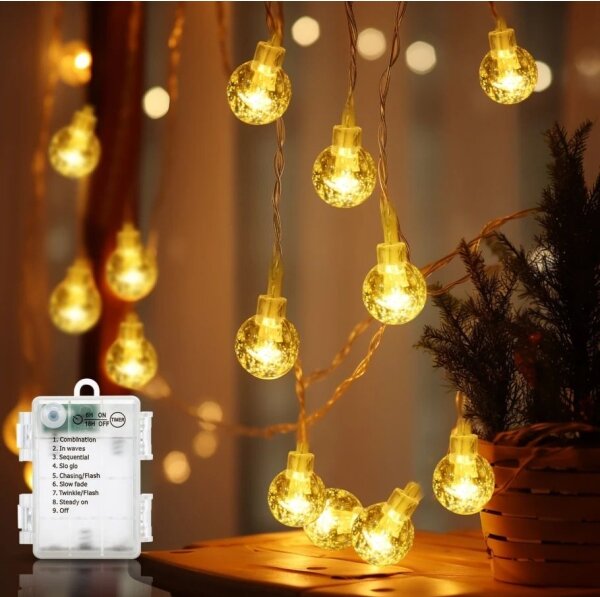 Aigostar - LED Venkovní řetěz 100xLED/3xAA/8 funkcí 10,3 m IP44 teplá bílá