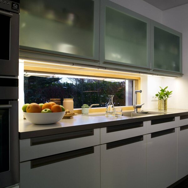 OSRAM LED senzorové podhledové svítidlo LINEAR FLAT, 3 000 K stříbrné, Chrom / stříbro, Kuchyň, Hliník