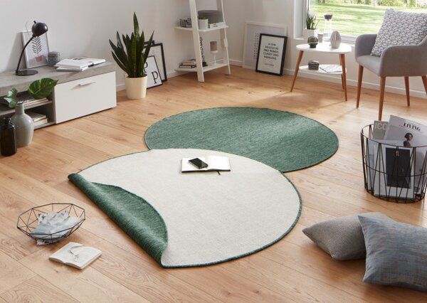 Oboustranný koberec Hanse Home Twin Miami zelený / krémový kruh