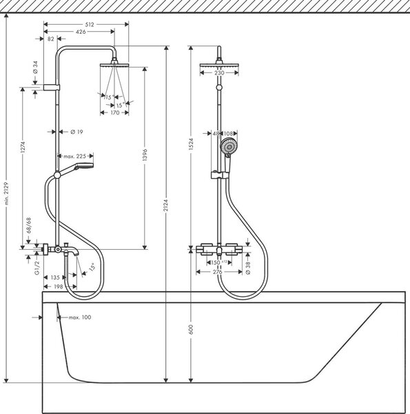 Hansgrohe Vernis Shape Showerpipe 230 1jet s vanovým termostatem, chrom 26284000