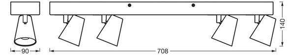 OSRAM LED stropní svítidlo NEPTUNE, CLICK-SELECT, 4 bodovky, bílé, Bílá / opál, Obývací pokoj / jídelna, kov, Moderní