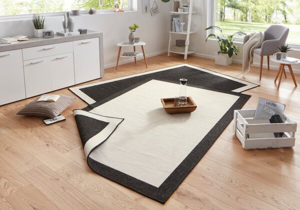 Oboustranný koberec Hanse Home Twin Panama černý / krémový