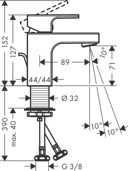 Hansgrohe Vernis Shape Páková umyvadlová baterie 70 s odtokovou soupravou s táhlem, chrom 71560000