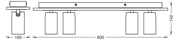 OSRAM stropní bodové světlo MERCURY, bílý, 4 stmívatelné bodovky GU10-LED 927, stmívatelný, Bílá / opál, Obývací pokoj / jídelna, kov, Moderní