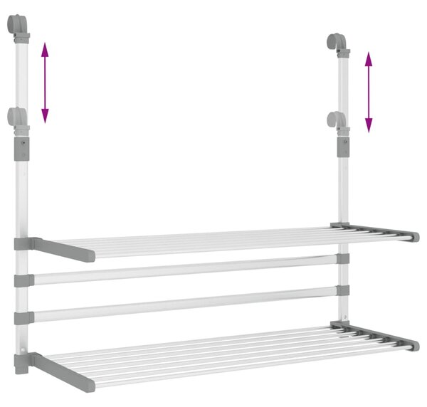 Sušák na prádlo na balkon 89 x 25 x (60–95) cm hliník 154605