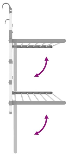 Sušák na prádlo na balkon 89 x 25 x (60–95) cm hliník 154605