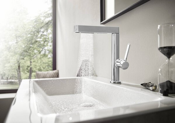 Hansgrohe Finoris Páková umyvadlová baterie 230 s vytažitelnou sprškou, 2jet a odtokovou soupravou Push-Open, chrom 76063000