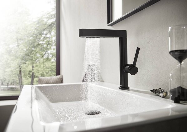 Hansgrohe Finoris Páková umyvadlová baterie 230 s vytažitelnou sprškou, 2jet a odtokovou soupravou Push-Open, matná černá 76063670