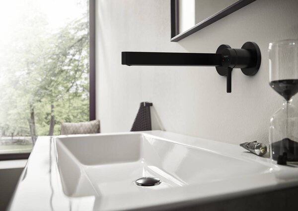 Hansgrohe Finoris Páková umyvadlová baterie pod omítku, pro montáž na stěnu s výtokem 22,8 cm, matná černá 76050670
