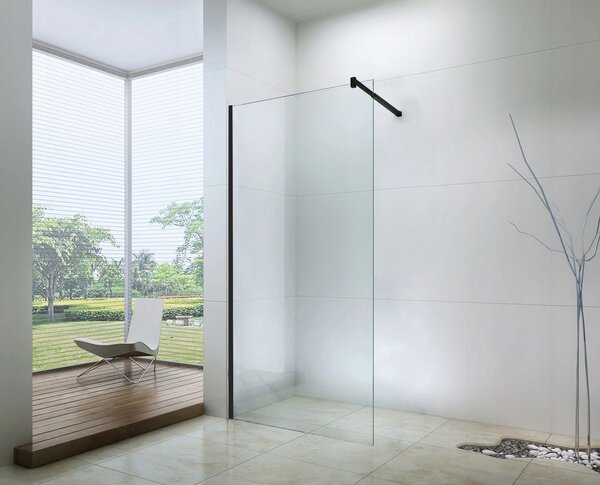 Mexen sprchová zástěna WALK-IN, 6mm sklo, 60cm, černý profil, čiré sklo, 850-060-000-70-00