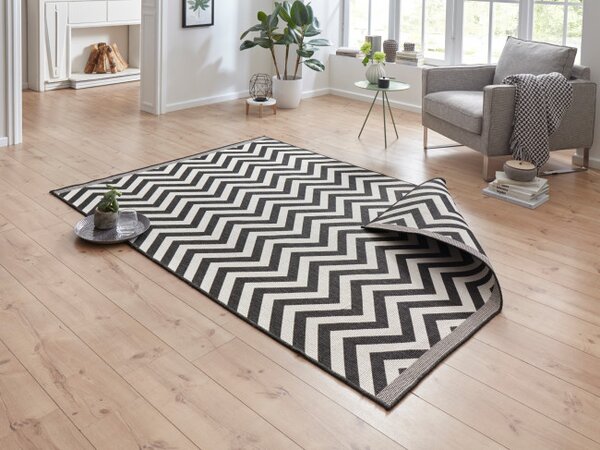 Oboustranný koberec Hanse Home Twin Supreme Palma černý / krémový