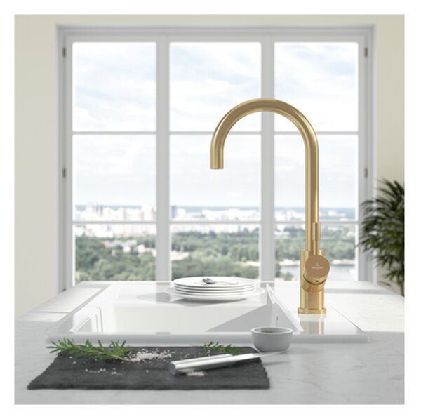 Villeroy & Boch Umbrella - Dřezová baterie stojánková, otočné rameno, matná zlatá 92530003