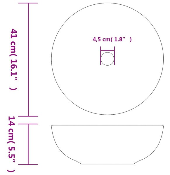 Umyvadlo na desku vícebarevné kulaté Φ 41 x 14 cm keramika 155055