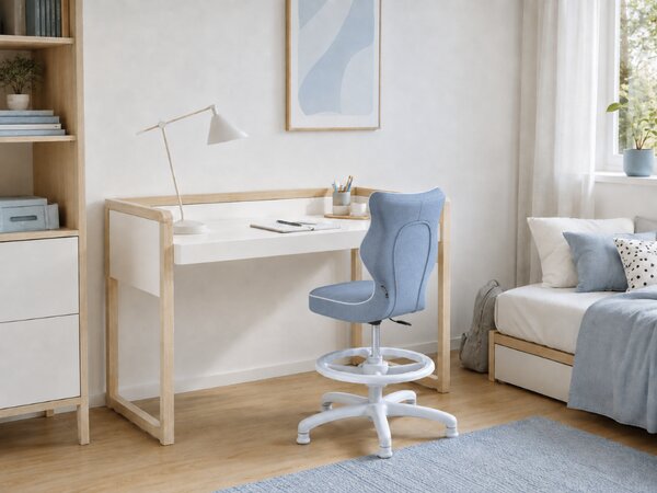 Dětský rostoucí stůl STOLLY se dvěma výškami stolu + ergonomická židle MODRÁ Zvolte rozměr židle: dítě 133 - 159 cm (výška stolu 71 - 82 cm)