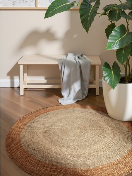 Oboustranný/ručně tkaný jutový kulatý koberec slonovinový ø 240 cm Jutta Ivory – Hanse Home