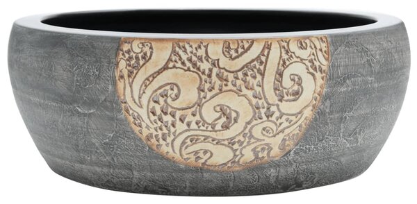 Umyvadlo na desku černé a hnědé kulaté Φ 41 x 14 cm keramika 155060