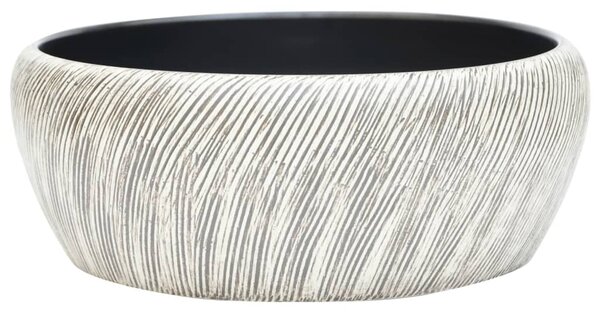 Umyvadlo na desku černé a šedé kulaté Φ 41 x 14 cm keramika 155061