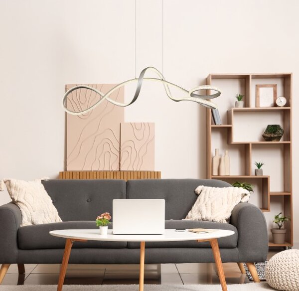 GLOBO 67341N SWIRL závěsné svítidlo LED 40W 4280/3670lm 4000K nikl, křišťálový efekt