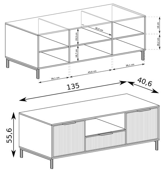 STYLES k | TV stolek LS-3 | 135 cm | 3D povrch | kašmír