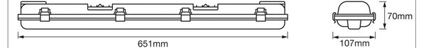 OSRAM žárovka do vlhkých prostor SUBMARINE, 65 cm, 2 x 7 W G13-LED IP65, Hliník / šedá / zinek, Plast
