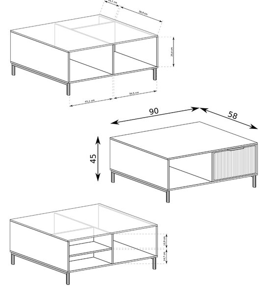 STYLES k | obdélníkový konferenční stolek LS-6 | 90x58 cm | 3D povrch | kašmír