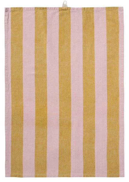 Bavlněná utěrka Linus Mustard / Light pink 50 × 70 cm