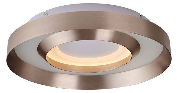 Brilliant LED stropní svítidlo Onix, Ø 40 cm, růžová zlatá, kov, stmívatelný, Mosaz / zlato, Obývací pokoj / jídelna, Hliník, Moderní