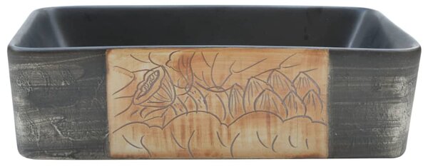 Umyvadlo na desku černé a hnědé obdélník 46x35,5x13 cm keramika 155076