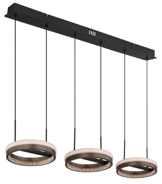 GLOBO 67179H2 DELLA závěsné svítidlo LED 40W 4600/1400lm 3000+4000+6000K černá, šedá, křišťálový efekt