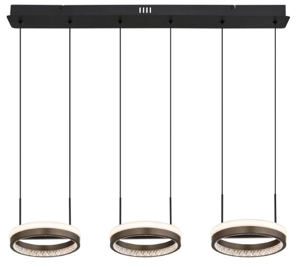 GLOBO 67179H2 DELLA závěsné svítidlo LED 40W 4600/1400lm 3000+4000+6000K černá, šedá, křišťálový efekt