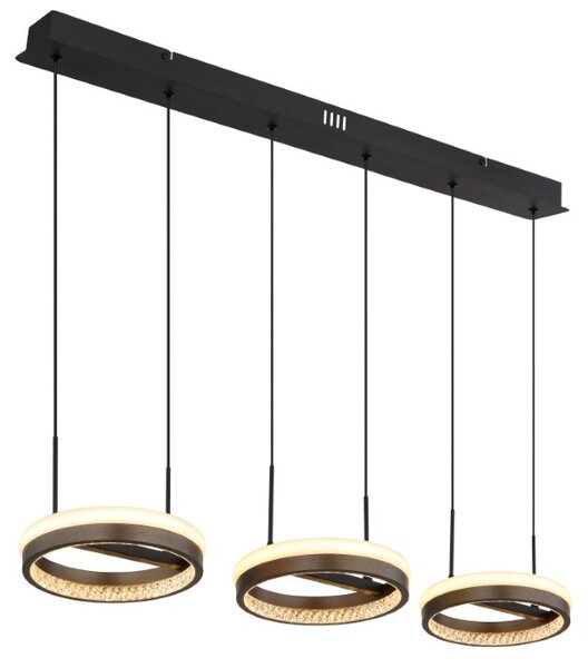 GLOBO 67179H2 DELLA závěsné svítidlo LED 40W 4600/1400lm 3000+4000+6000K černá, šedá, křišťálový efekt