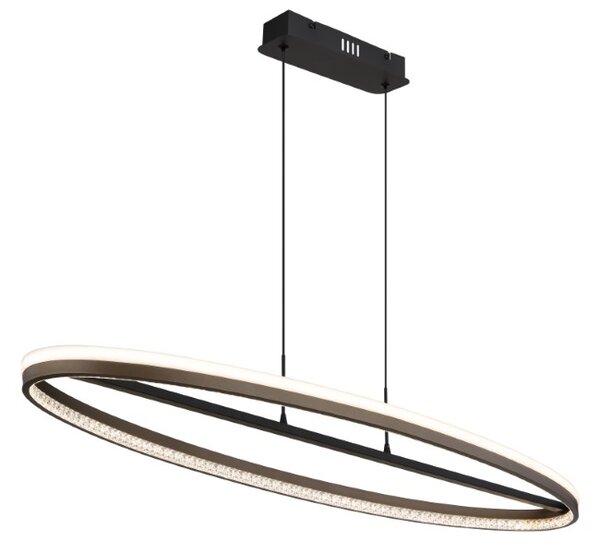 GLOBO 67179H1 DELLA závěsné svítidlo LED 60W 6600/2650lm 3000+4000+6000K černá, šedá, křišťálový efekt