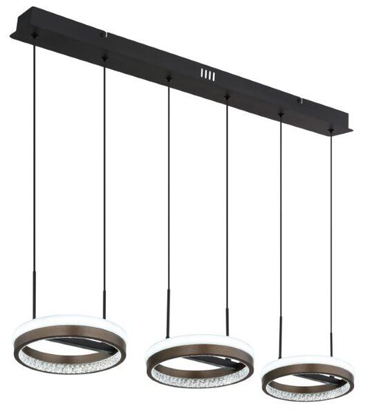 GLOBO 67179H2 DELLA závěsné svítidlo LED 40W 4600/1400lm 3000+4000+6000K černá, šedá, křišťálový efekt