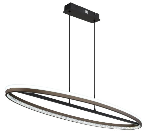 GLOBO 67179H1 DELLA závěsné svítidlo LED 60W 6600/2650lm 3000+4000+6000K černá, šedá, křišťálový efekt